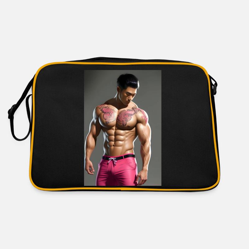 Pinker Drache Retro Tasche