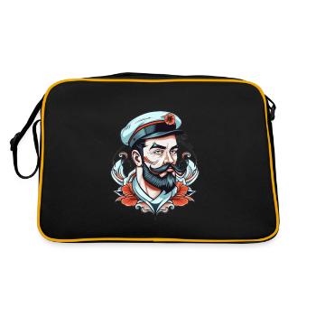 Captain Neo Traditional Tattoo Drawing - Retro Bag - black/gold - Back