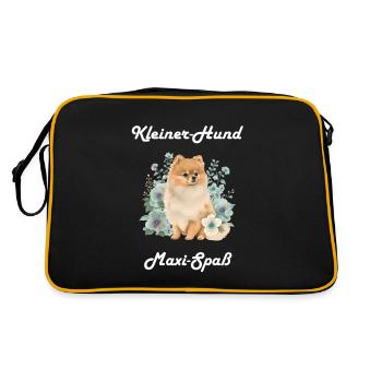 Zwergspitz Kleiner Hund Maximaler Spaß - Retro Tasche - Schwarz/Gold - Hinten