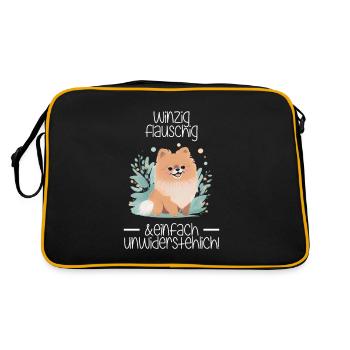 Zwergspitz: Winzig Flauschig und Unwiderstehlich - Retro Tasche - Schwarz/Gold - Hinten