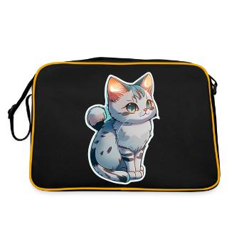 cute little gray kitten - Retro Bag - black/gold - Back