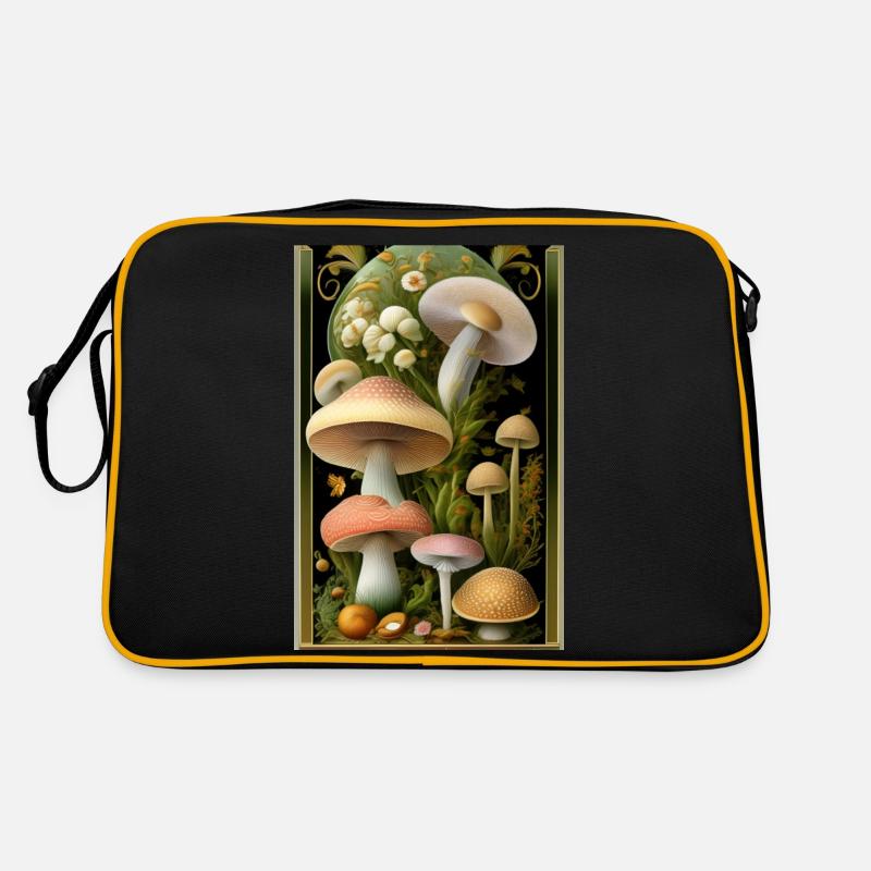 Pilze - Retro Tasche - Schwarz/Gold