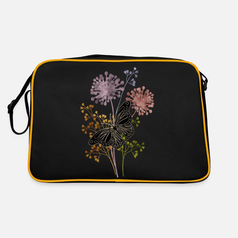 Schmetterling - Retro Tasche - Schwarz/Gold