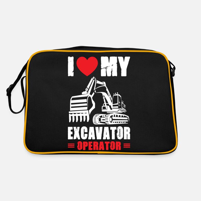I Love Excavator Operator Retro Tasche
