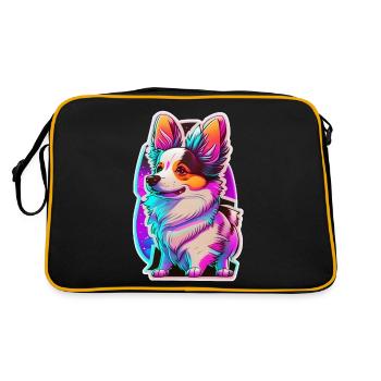 Kleiner Hund und Neonlicht - Retro Tasche - Schwarz/Gold - Hinten