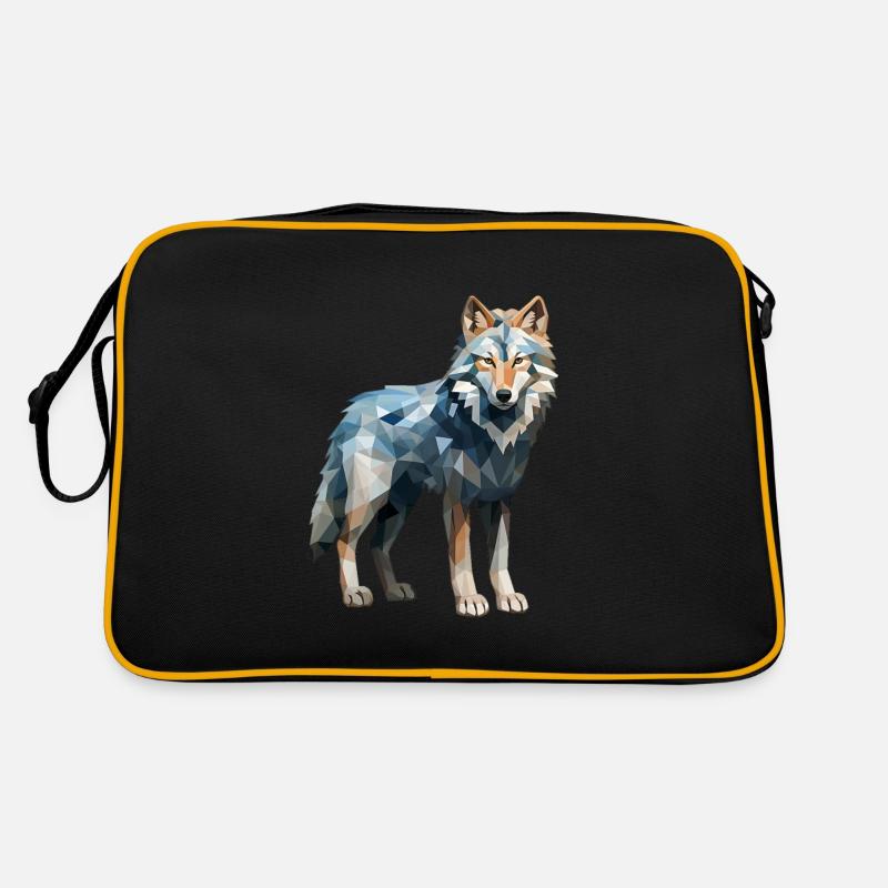 Wolf Geometric Drawing Retro Bag