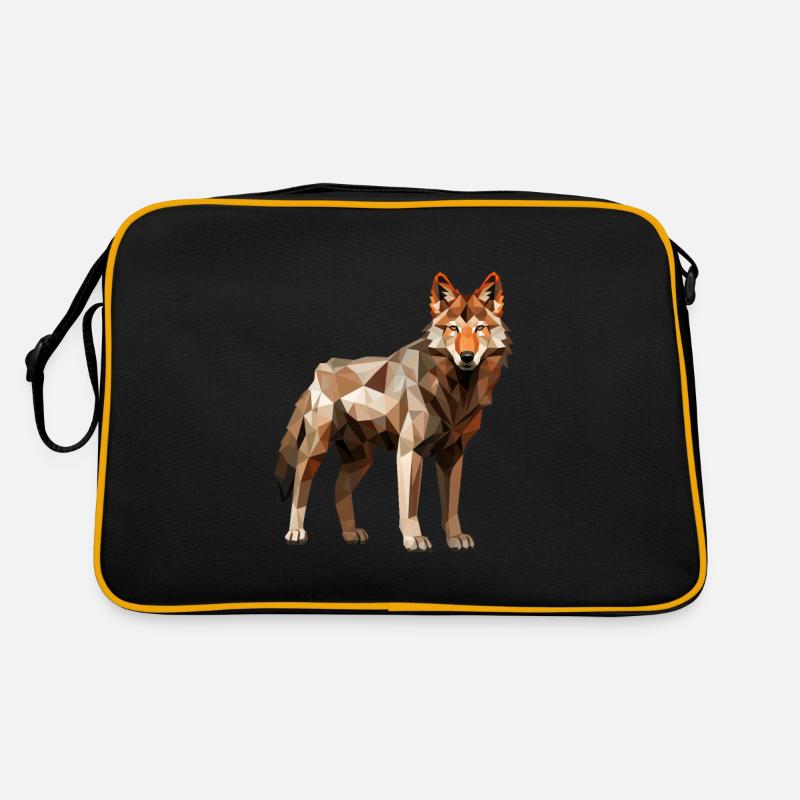 Wolf Geometric Drawing Retro Bag