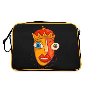 Abstaract König Karikatur - Retro Tasche - Schwarz/Gold - Hinten