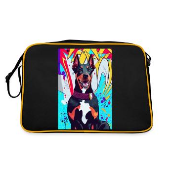 Imprimé moderne avec Doberman, fond coloré - Sac Retro - noir/or - Dos