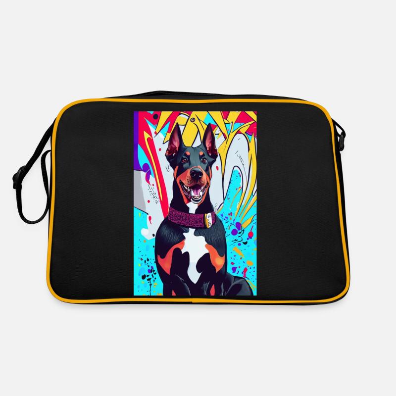 Modern print with Doberman, colorful background Retro Bag