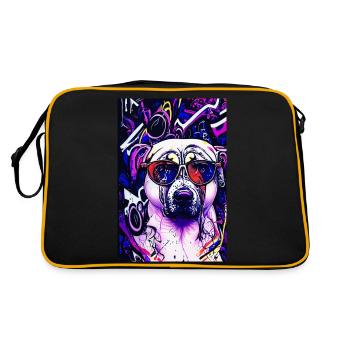 Modern Pop-Art Mops Pug Life - Retro Tasche - Schwarz/Gold - Hinten
