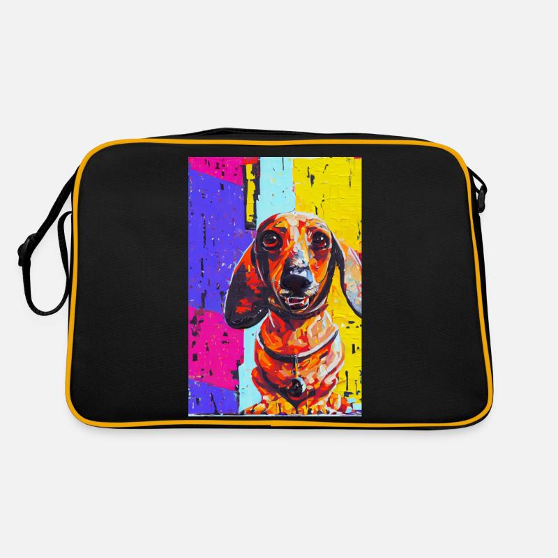 Modernes Pop-Art Print | Dackel mit Graffiti Bunt Retro Tasche