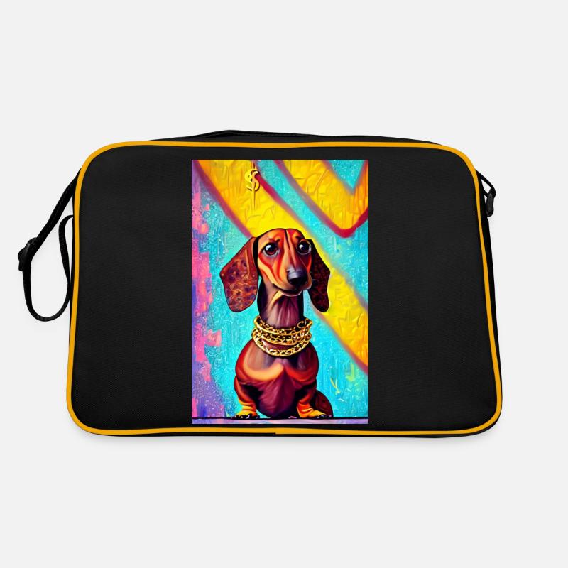 Modernes Pop-Art Print | Dackel mit Graffiti Bunt Retro Tasche