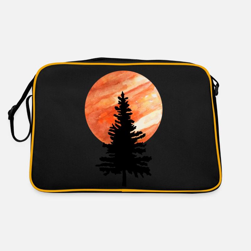 Pine tree and moon Retro Bag