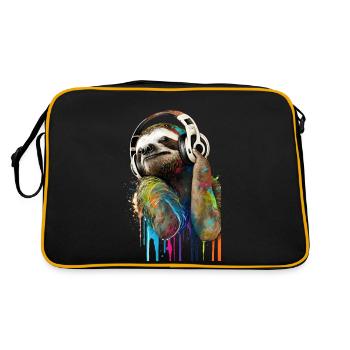 Paresseux portant des écouteurs écoutant la music - Sac Retro - noir/or - Dos