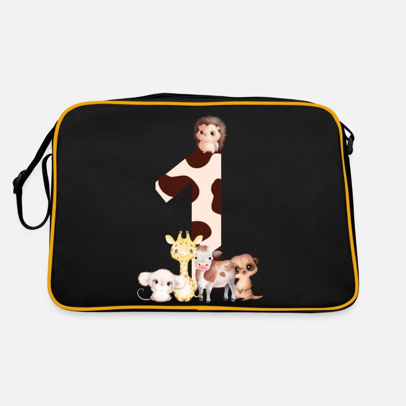 1e anniversaire - premier anniversaire animaux - Sac Retro - noir/or