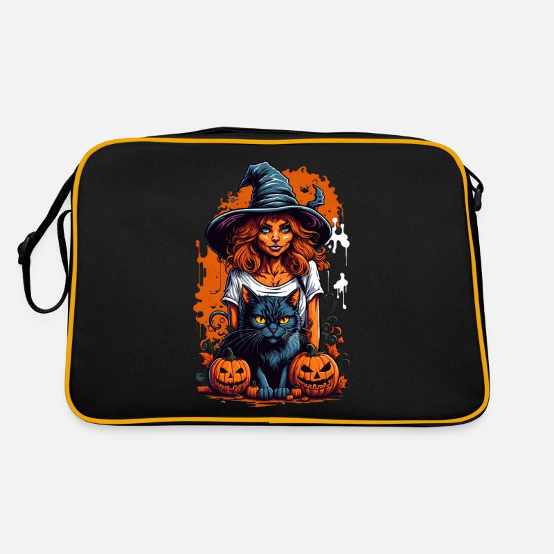 Halloween Witch Black Cat Retro Bag