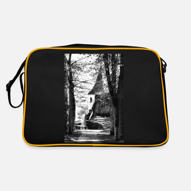Weg zur Kapelle - Retro Tasche - Schwarz/Gold