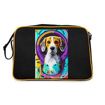 Impression pop art moderne | coloré | Chien Beagle - Sac Retro - noir/or - Dos