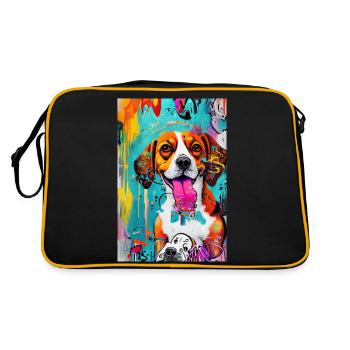 Impression pop art moderne | coloré | Chien Beagle - Sac Retro - noir/or - Dos