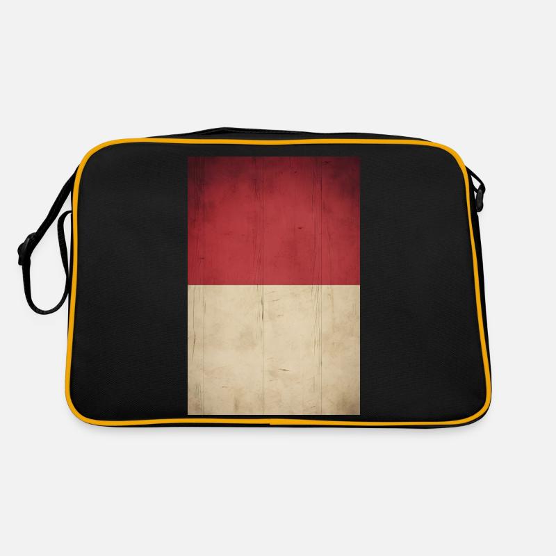 Flagge "Indonesien" - Retro Tasche - Schwarz/Gold