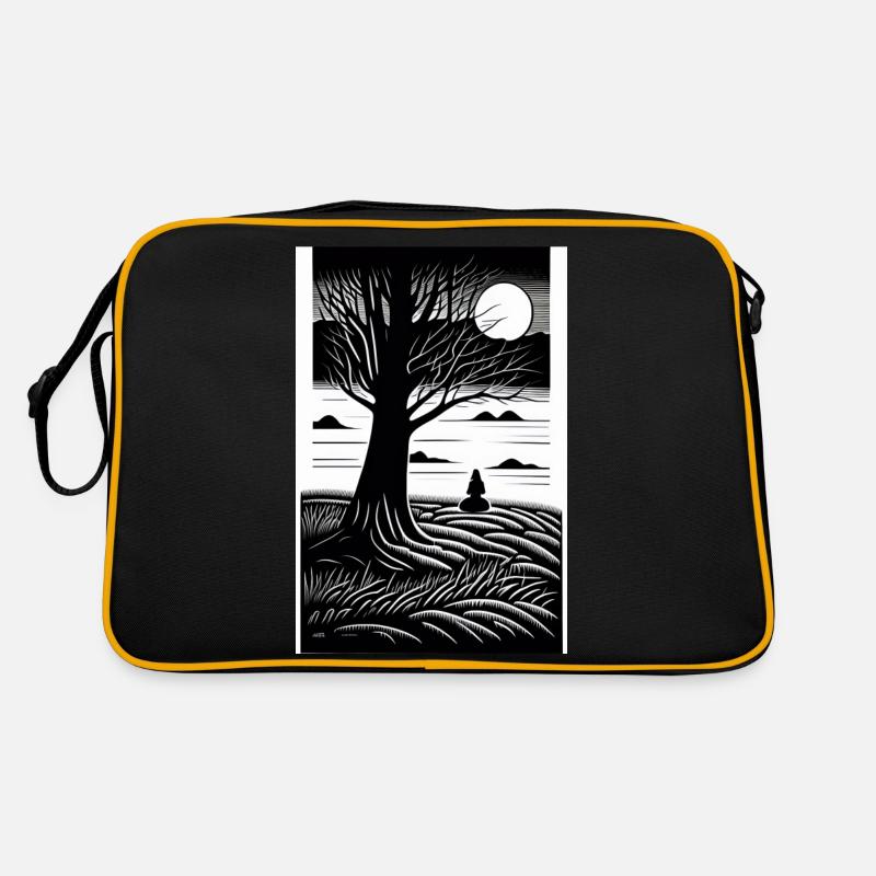 Black & White Full Moon - Retro Bag - black/gold