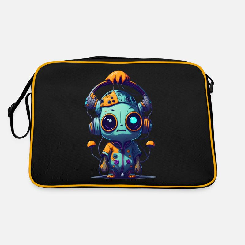 Trippy Alien 03 - Retro Tasche - Schwarz/Gold