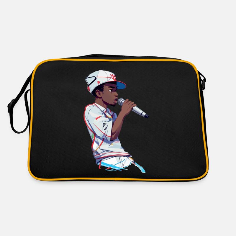 Black Rapper Holding a Microphone Retro Bag