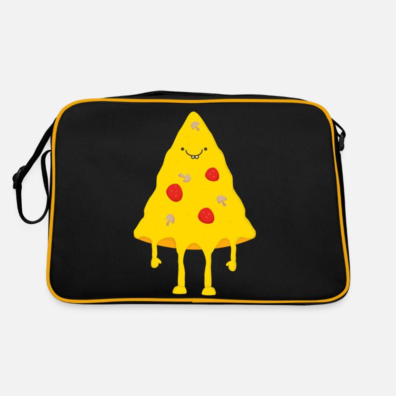 Glückliche Pizza - Retro Tasche - Schwarz/Gold