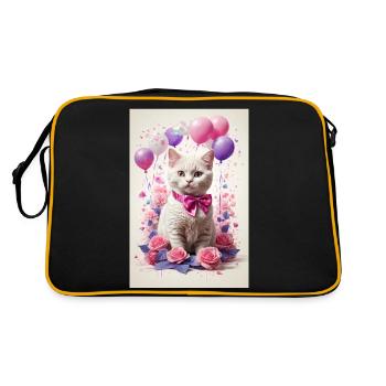 Beau chat blsmco avec des roses roses - Sac Retro - noir/or - Dos