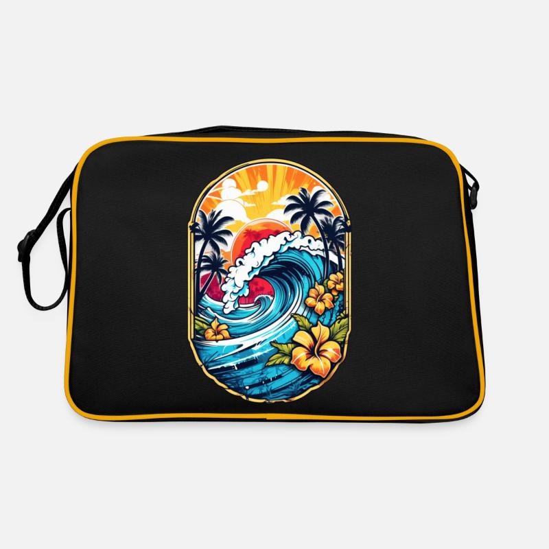 Surf Wave & Hawaii - Retro Tasche - Schwarz/Gold