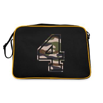 Number 4, camouflage-brown-green, customisable - Retro Bag - black/gold - Back