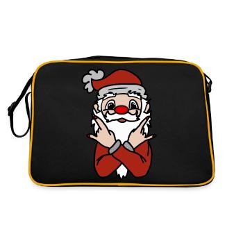 Santa Pose: Fingerzeichen Spaß - Retro Tasche - Schwarz/Gold - Hinten