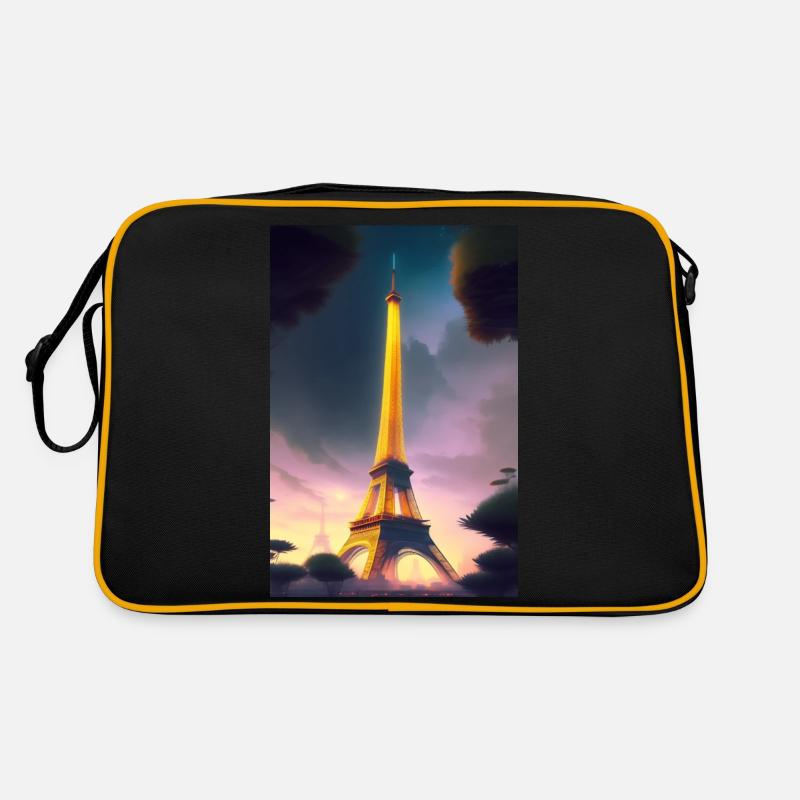 Eiffelturm - Retro Tasche - Schwarz/Gold