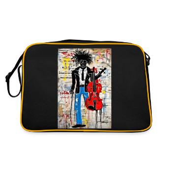 "Die Entstehung der urbanen Symphonie" - Retro Tasche - Schwarz/Gold - Hinten