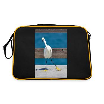 Snowy egret - Retro Bag - black/gold - Back