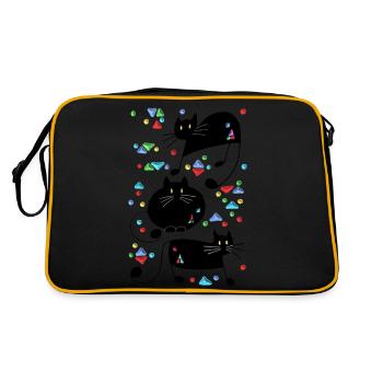 Katzen - Retro Tasche - Schwarz/Gold - Hinten
