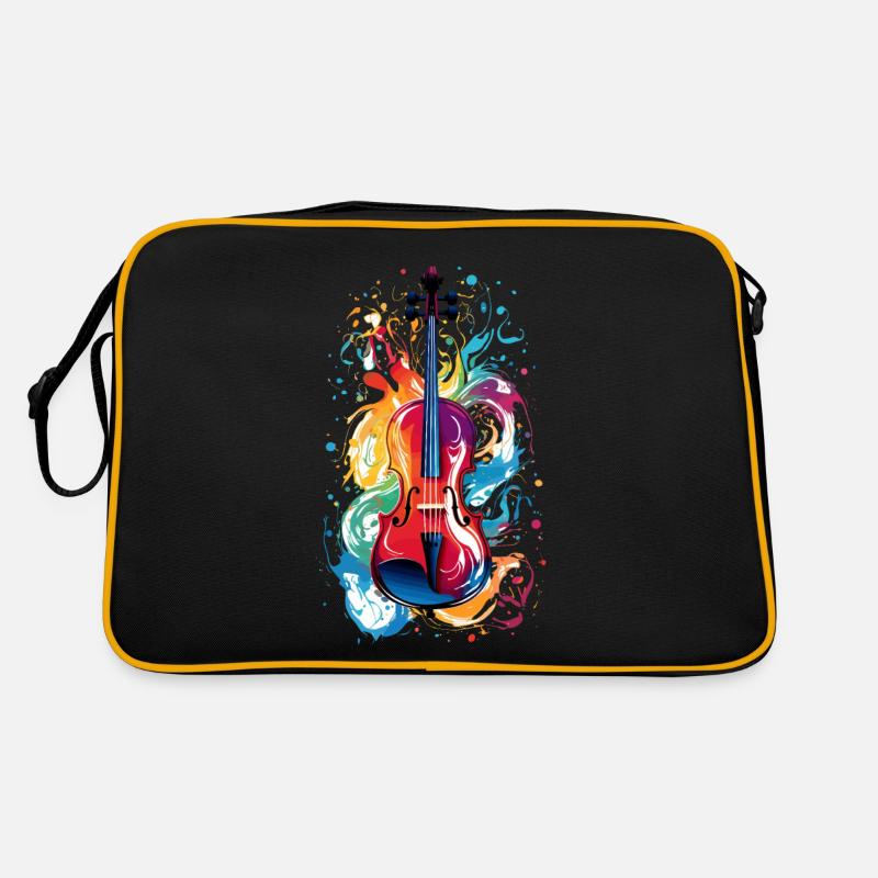 Violoncelle multicolore éclaboussure de couleur violon peinture éclaboussure Sac Retro