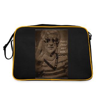Machen Sie Essen, keinen Krieg - Retro Tasche - Schwarz/Gold - Hinten