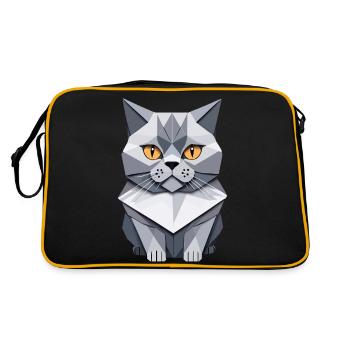 Britisch Kurzhaar Katze Origami - Retro Tasche - Schwarz/Gold - Hinten