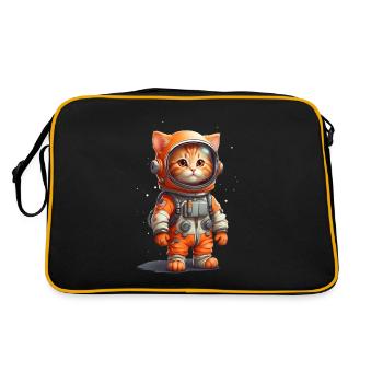 Cute Astronaut orange baby cat design - Retro Tasche - Schwarz/Gold - Hinten
