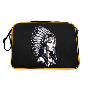 Indianer - Indianer - USA - Retro Tasche - Schwarz/Gold - Hinten