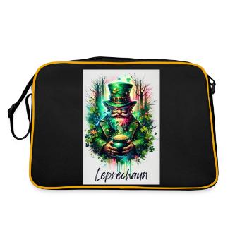 Leprechaun - Petit peuple - Aquarelle et Féerique - Sac Retro - noir/or - Dos