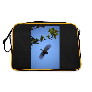 chêne pinson envol dans ciel bleu - Sac Retro - noir/or - Dos