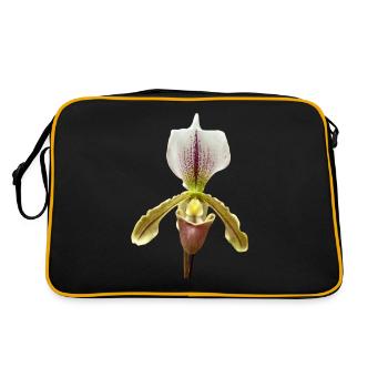Paphiopedilum Lady's Slipper Orchid Orchid Blossom - Retro Bag - black/gold - Back