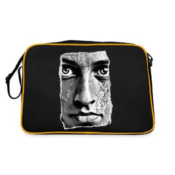 Monochrome geometric face art - Retro Bag - black/gold - Back