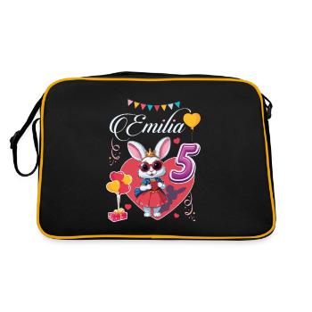 Anniversaire de sa fille, petite-fille - 5 ans - EMILIA - Sac Retro - noir/or - Dos