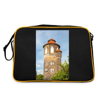 Wasserturm Bahnwasserturm Osnabrück - Retro Tasche - Schwarz/Gold - Hinten