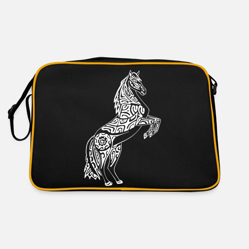 Cheval blanc tatoué - Sac Retro - noir/or