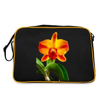 Cattleya Hybride Orange Rouge Jaune Fleur d’Orchidée - Sac Retro - noir/or - Dos